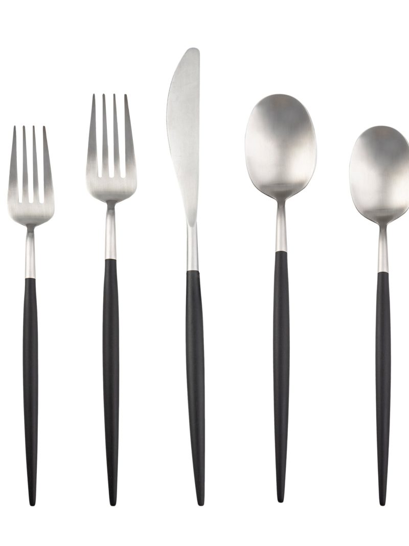 Evora Satin Black-Handle 30-Piece Set